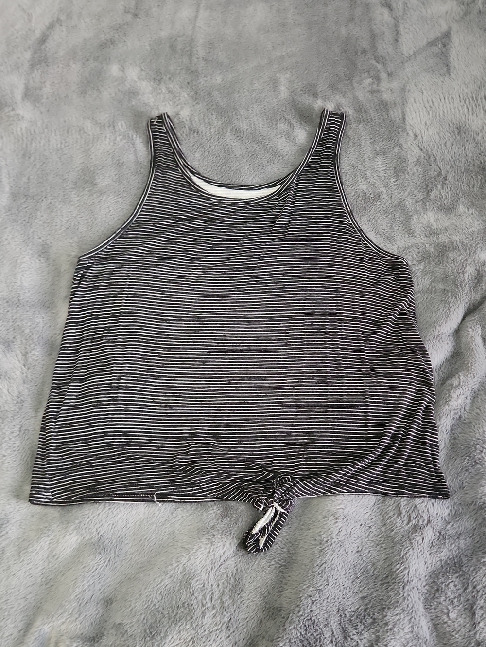 SO Black & White Striped Tie-Front Tank